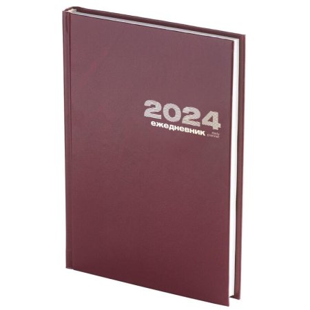 Ежедневник датированный 2024 год Альт бумвинил А5+ 168 листов бордовый