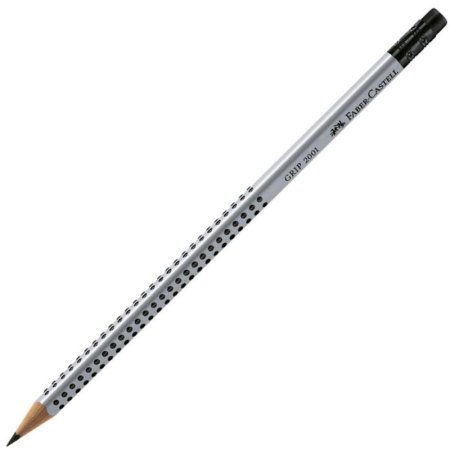 Карандаш чернографитный деревянный В с ластиком Faber-Castell GRIP 2001  заточенный трехгранный