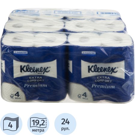 Бумага туалетная Kimberly-Clark Kleenex Premium Extra Comfort 4-слойная  белая (24 рулона в упаковке)