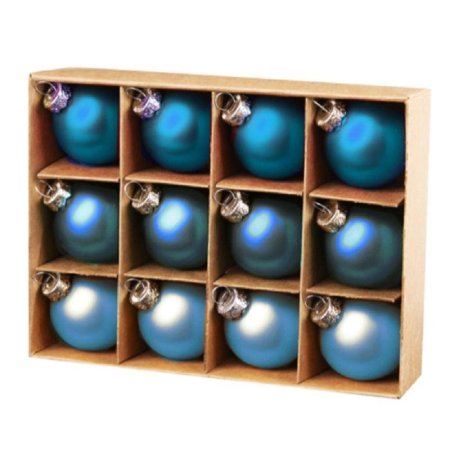 Набор елочных шаров стекло голубой (диаметр 3 см, 12 штук в упаковке)
