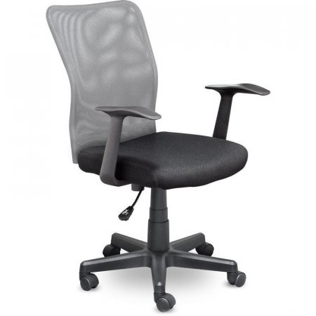 Кресло офисное Энтер серое/черное (сетка/ткань, пластик)