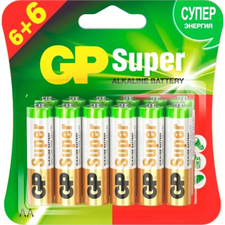 Батарейка AA пальчиковая GP Super (12 штук в упаковке)