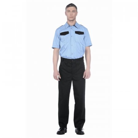 Рубашка для охранника с короткими рукавами голубая (размер 44-46, рост  170-175)