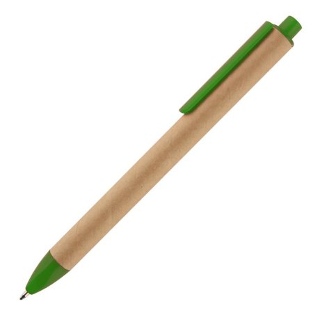 Ручка шариковая автоматическая одноразовая синяя (зеленый корпус,  толщина линии 0.7 мм)