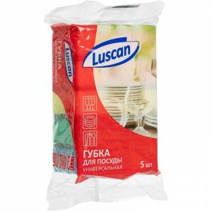 Губки для мытья посуды Luscan пенополиуретановые 80x50x25 мм 5 штук в упаковке