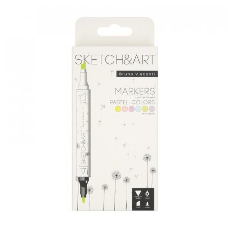 Набор маркеров Sketch&Art двухсторонних 6 пастельных цветов (толщина линии 3 мм)