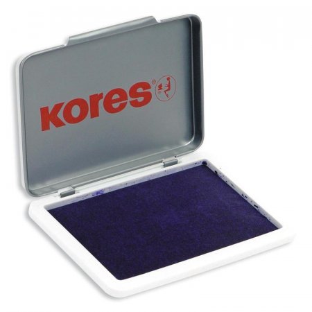 Штемпельная подушка Kores, 11х7 см, металлический корпус, фиолетовая