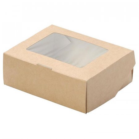 Бумажный контейнер DoEco Eco Tabox для пищи на вынос 300 мл коричневый (100х80х35 мм, 50 штук в упаковке)