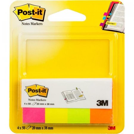 Клейкие закладки Post-it бумажные 4 цвета по 50 листов 20x38 мм