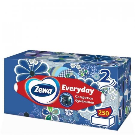 Салфетки косметические Zewa Everyday 2-слойные (250 штук в упаковке)