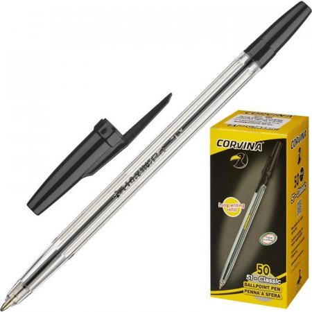 Ручка шариковая Universal Corvina черная (толщина линии 0.7 мм)