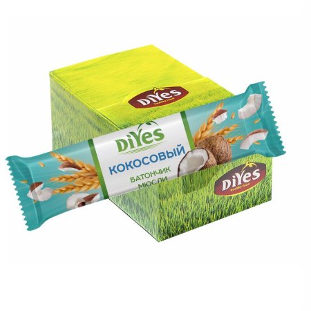 Батончик мюсли DiYes кокосовый (36 штук по 25 г)