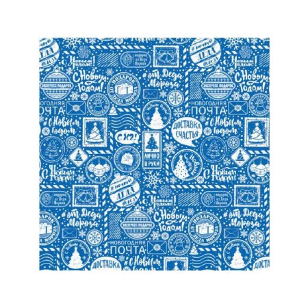 Бумага упаковочная Optima Новогодняя почта синяя (в рулоне, 70х100 см)