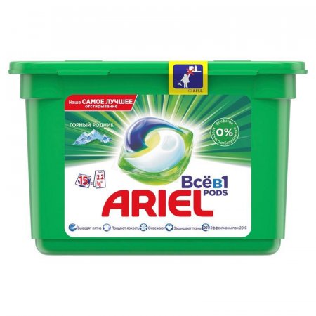 Капсулы для стирки Ariel 3 в 1 для белого белья (отдушки в ассортименте, 15 штук)