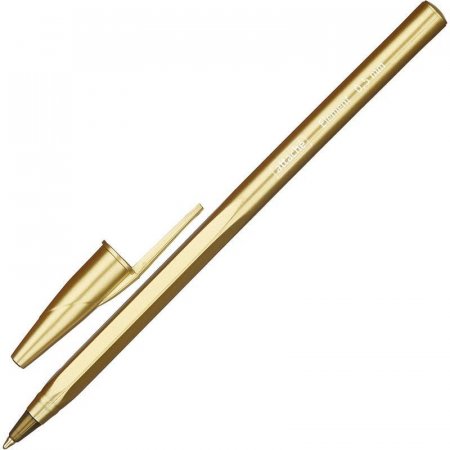 Ручка шариковая Attache Element синяя (золотистый корпус, толщина линии 0.5 мм)