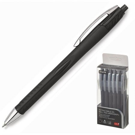 Ручка шариковая масляная автоматическая Attache Selection Glide Aerogrip черная (толщина линии 0.5 мм)