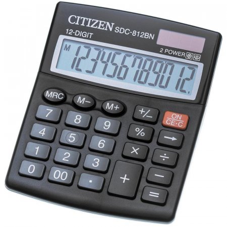 Калькулятор настольный компактный Citizen SDC812BN 12-разрядный черный