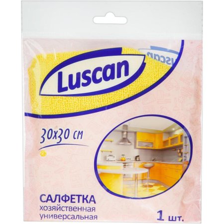 Салфетка хозяйственная Luscan микрофибра 30х30 см 200 г/кв.м желтая