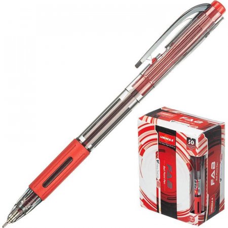Ручка шариковая одноразовая масляная автоматическая Unimax Fab GP красная (толщина линии 0.5 мм)