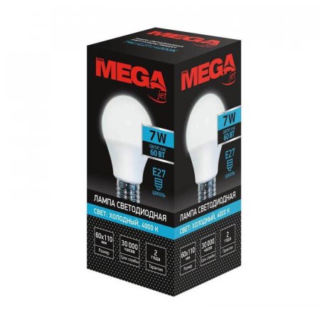 Лампа светодиодная Mega 7 Вт E27 4000 K грушевидная нейтральный белый свет