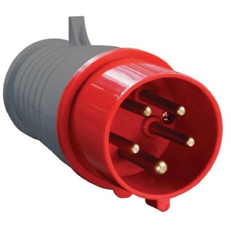 Вилка электрическая IEK ССИ-015 с заземлением прямая 16А IP44  серая/красная (PSR02-016-5)