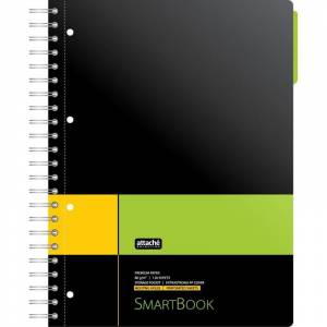 Бизнес-тетрадь Attache Selection Smartbook А4 120 листов желтая/зеленая в линейку 1 разделитель на спирали (238х299 мм)