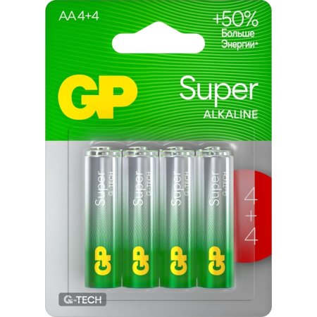 Батарейка AA пальчиковая GP Super (8 штук в упаковке)