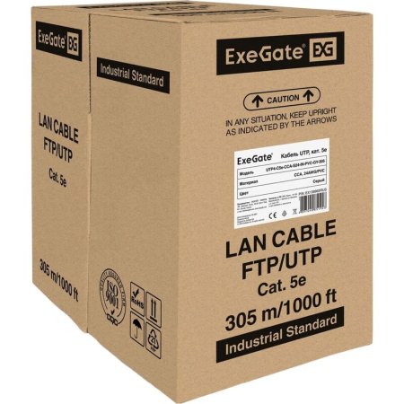 Кабель витая пара ExeGate UTP4-C5e-CCA-S24-IN-PVC-GY-305 cat 5e 305 м  (EX138965RUS)