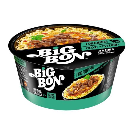 Лапша BigBon говядина + соус гуляш (24 штуки по 85 г)
