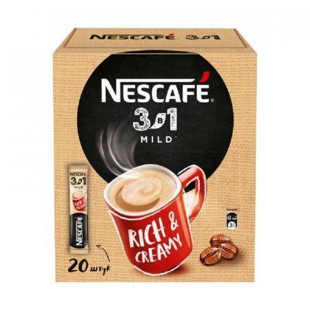 Кофе порционный растворимый Nescafe 3 в 1 мягкий 20 пакетиков по 14.5 г