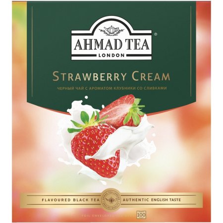 Чай черный Ahmad Tea Strawberry Cream 100 пакетиков (клубника со  сливками)