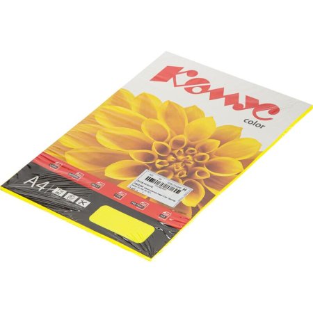 Бумага цветная для печати Комус Color желтый неон (А4, 75 г/кв.м, 50   листов)