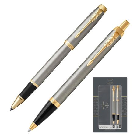 Набор пишущих принадлежностей Parker IM Brushed Metal GT (шариковая  ручка, роллер, артикул производителя 2093217) Набор пишущих принадлежностей Parker IM Brushed Metal GT (шариковая  ручка, роллер, артикул производителя 2093217)