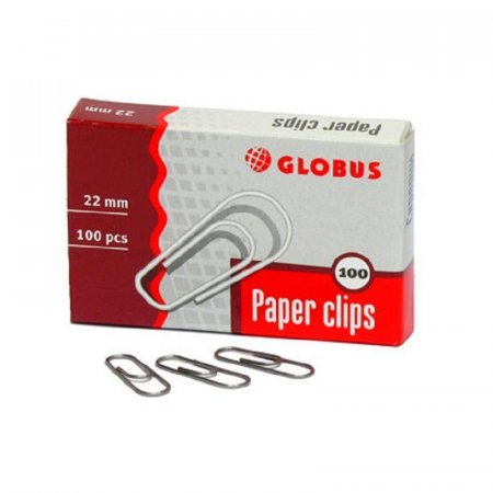 Скрепки Globus металлические 22 мм (100 штук в упаковке)