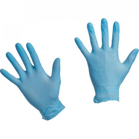 Перчатки одноразовые нитриловые неопудренные голубые (размер XL, 200 штук/100 пар в упаковке)
