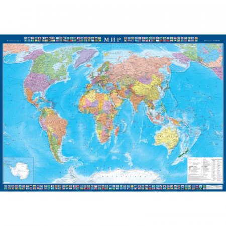 Настенная политическая карта мира 1:22 млн (1570x1050 мм)