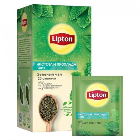 Чай Lipton Чистота и прохлада с мятой зеленый 25 пакетиков