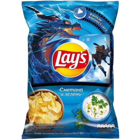 Чипсы Lays со вкусом сметаны и зелени 225 г