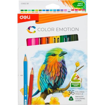 Карандаши цветные Deli Color Emotion 36 цветов трехгранные (EC00230)