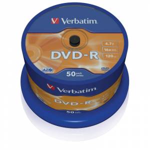 Диск DVD-R Verbatim 4.7 Gb 16x (50 штук в упаковке)