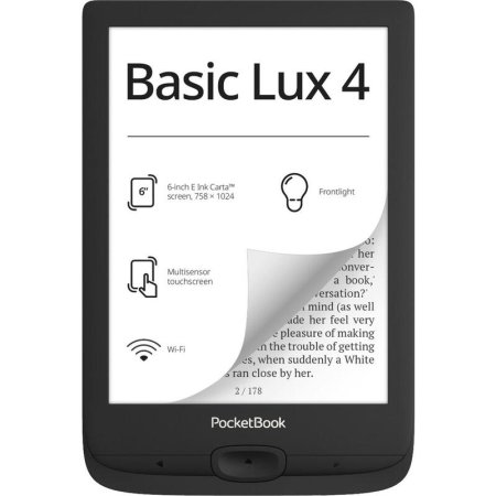 Электронная книга PocketBook 618 Basic Lux 4 Ink 6 дюймов черная  (PB618-P-WW)