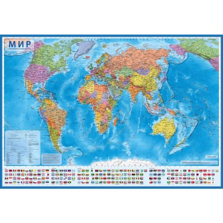 Настенная карта Мира политическая 1:55 000 000 Globen КН024