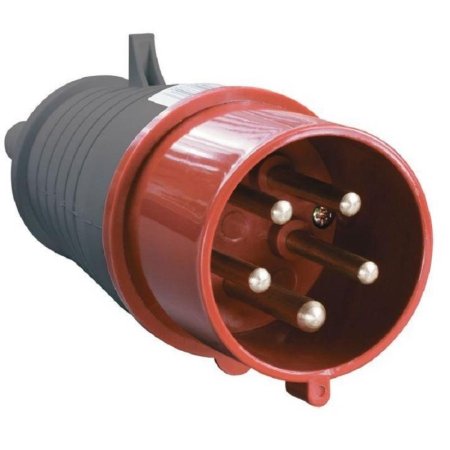 Вилка электрическая IEK ССИ-025 с заземлением прямая 32А IP44  серая/красная (PSR02-032-5)
