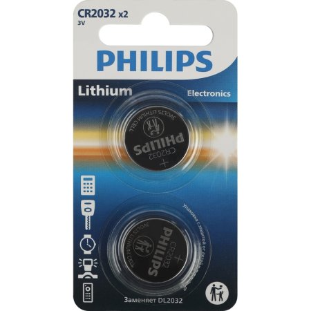 Батарейка CR2032 Philips (2 штуки в упаковке)