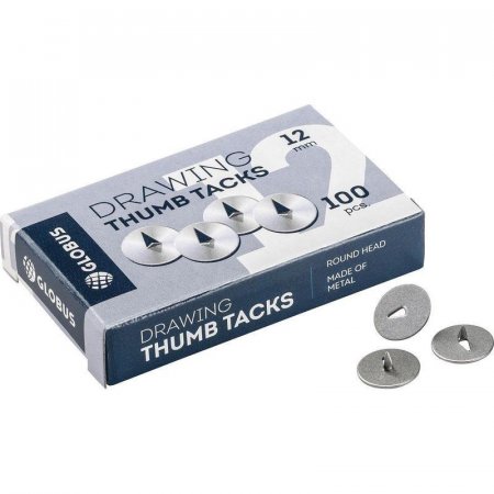 Кнопки канцелярские Глобус К12-100 металлические серебристые (100 штук в  упаковке)