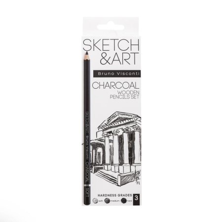 Набор карандашей угольных Sketch&Art мягкий/средний/твердый 6 штук  (25-002)