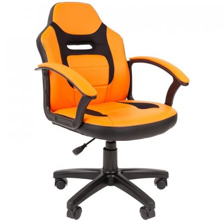 Кресло детское Chairman Kids 110 оранжевое/черное (экокожа/ткань, пластик)