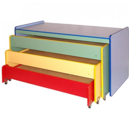 Кровать детская М-91 выкатная трехъярусная (разноцветная, 1550x830 мм)