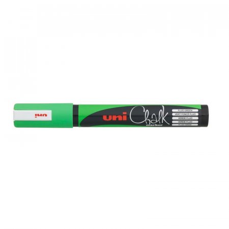 Маркер меловой UNI PWE-5M, флуоресцентно-зелёный 1.8-2.5 мм.