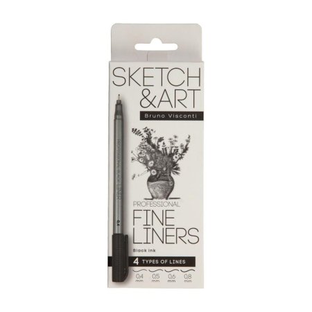 Набор линеров Sketch&Art черные (4 штуки в упаковке, толщина линии  0.4, 0.5, 0.6 и 0.8)